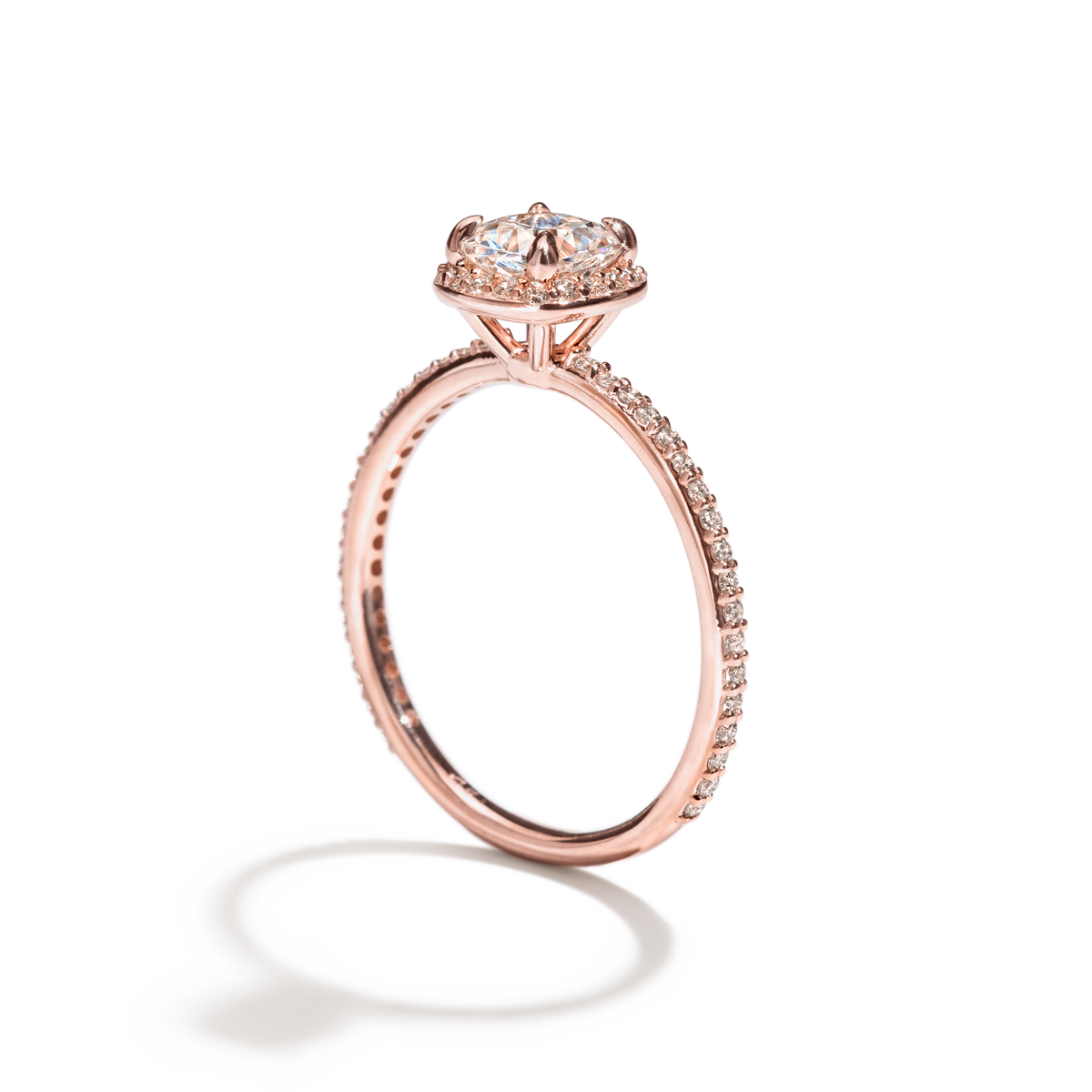 18K Gold Customizable Diamond Halo Pave Ring