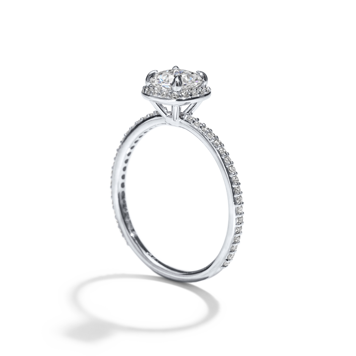 18K Gold Customizable Diamond Halo Pave Ring