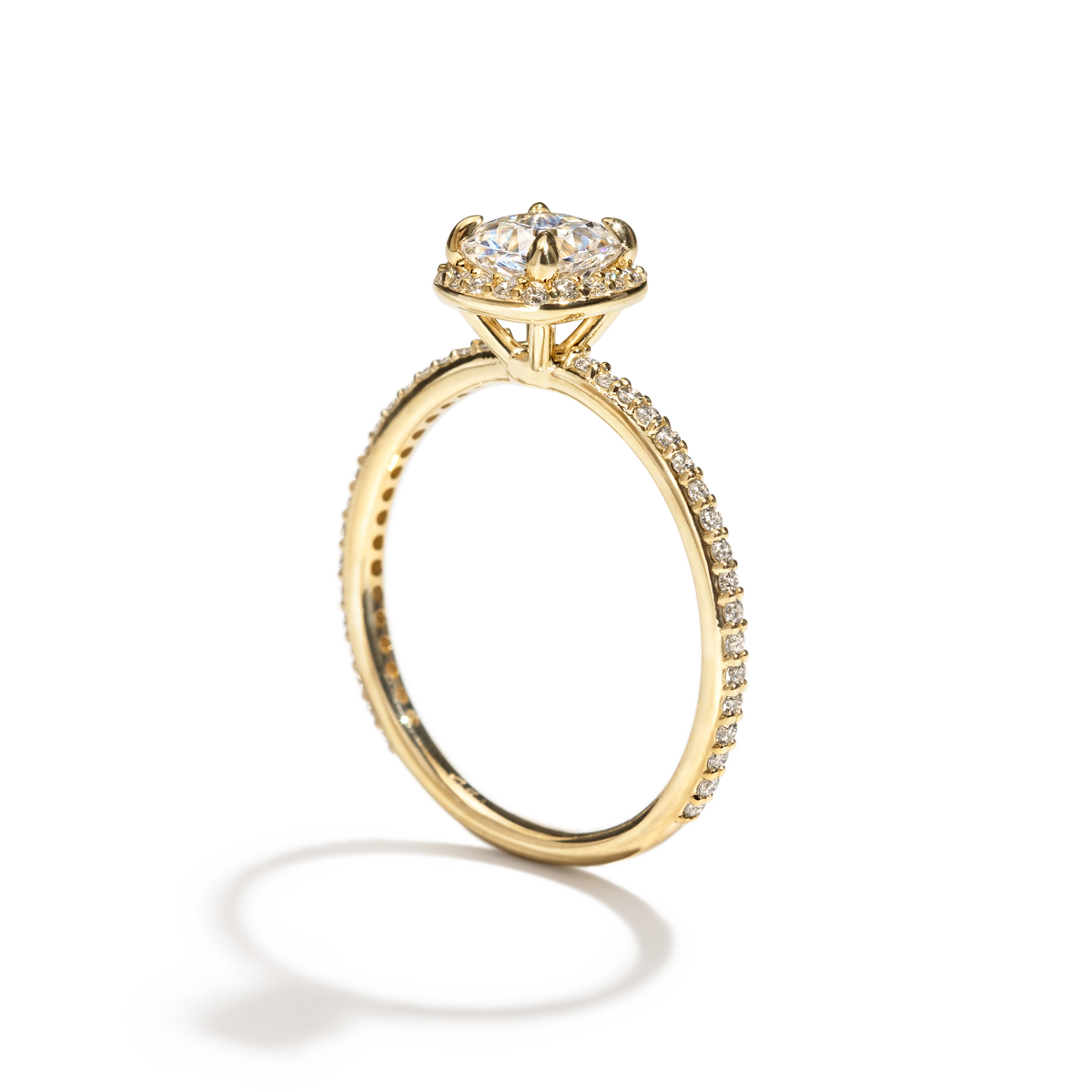 18K Gold Customizable Diamond Halo Pave Ring