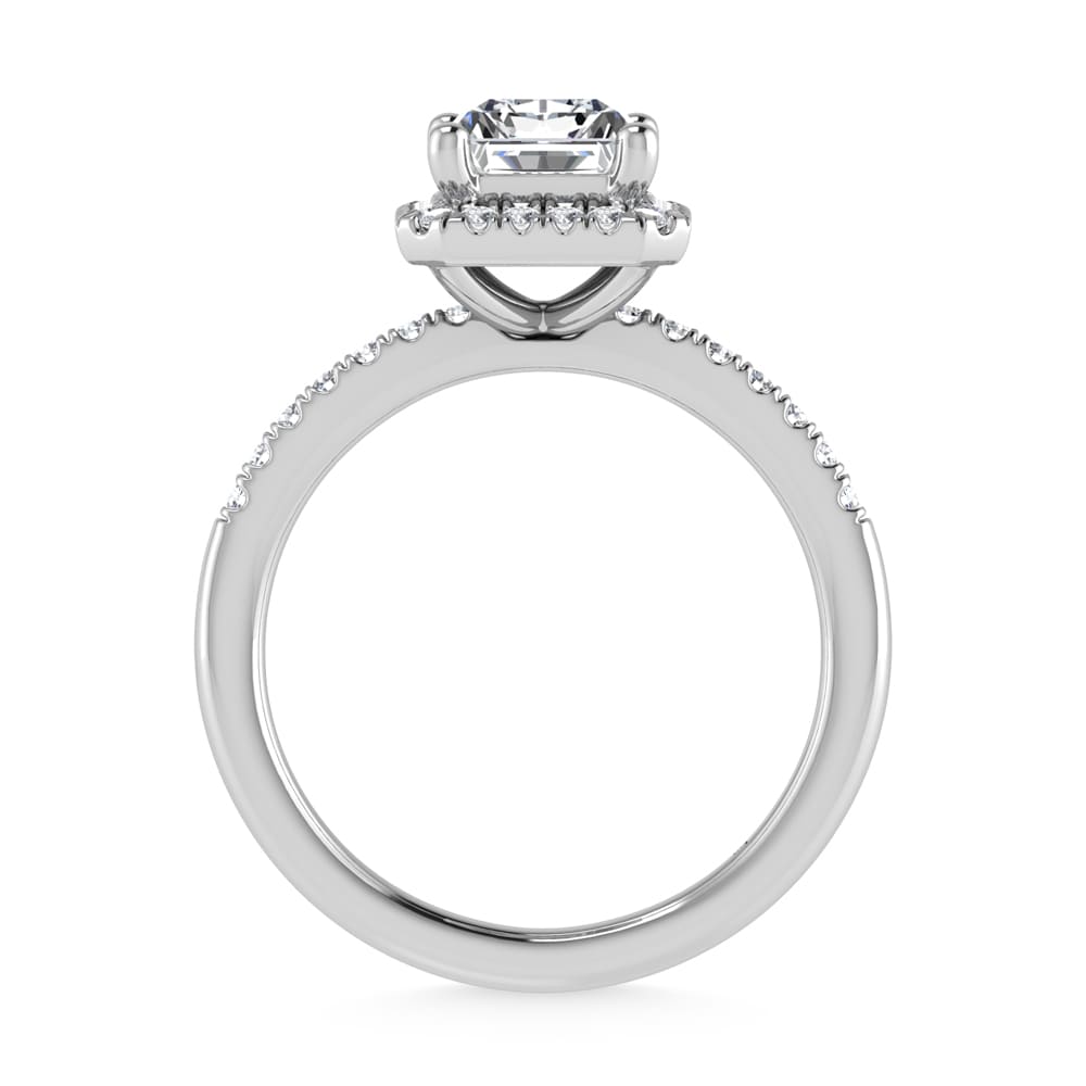 14K White Gold Lab Grown Radiant Cut Diamond Halo Engagement Ring 1.5 Ctw