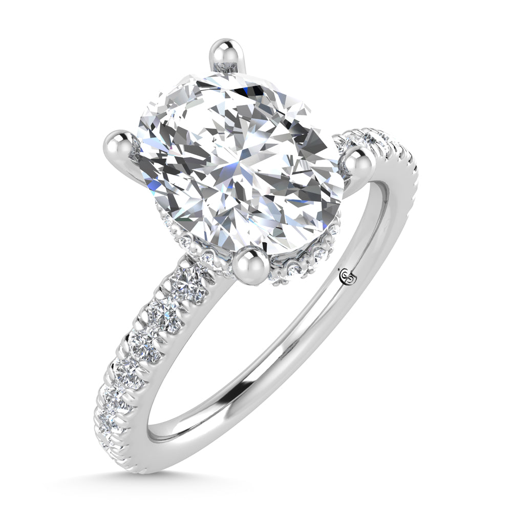 14K White Gold Lab Grown Oval Diamond Engagement Ring 4.5 Ctw Hidden Halo