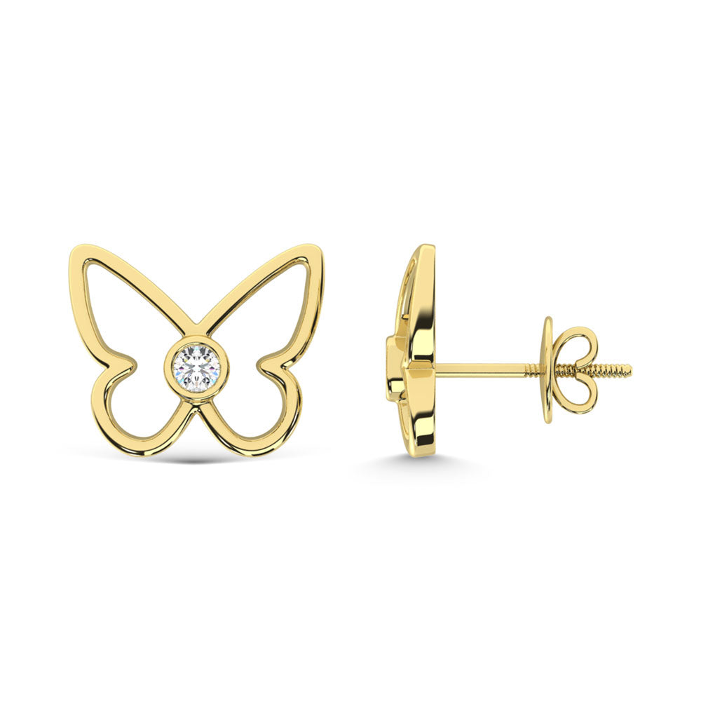 10K Yellow Gold Lab Grown Diamond Round Cut Earrings 0.10 Ctw