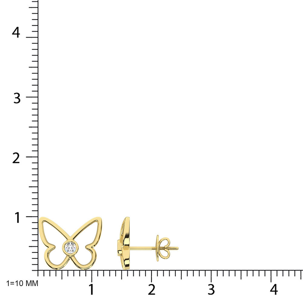 10K Yellow Gold Lab Grown Diamond Round Cut Earrings 0.10 Ctw