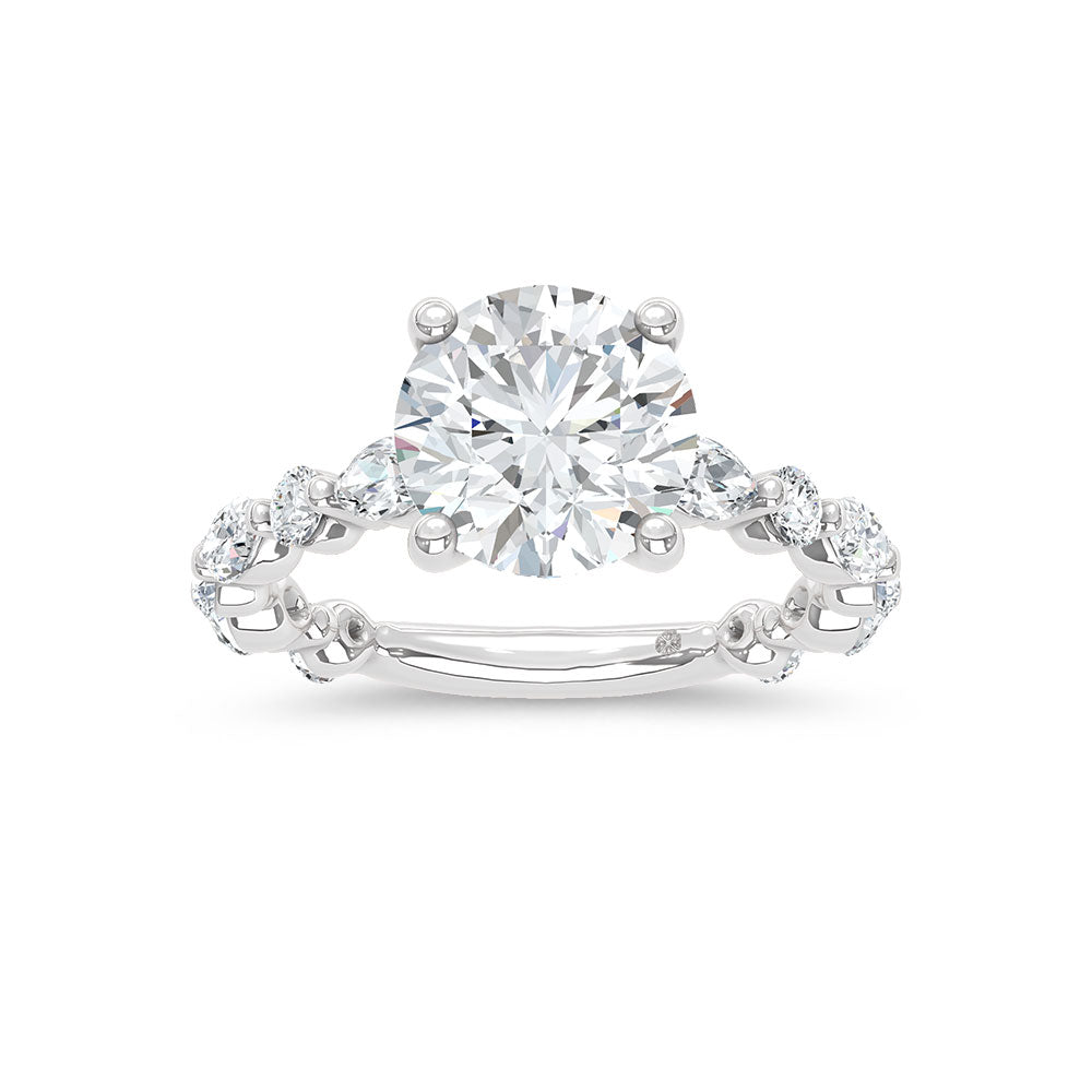 14K White Gold Lab Grown Diamond Marquise And Round Cut 5.94 ctw Engagement Ring