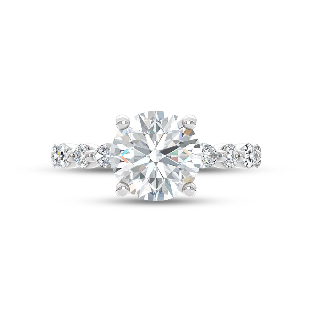 14K White Gold Lab Grown Diamond Marquise And Round Cut 5.94 ctw Engagement Ring
