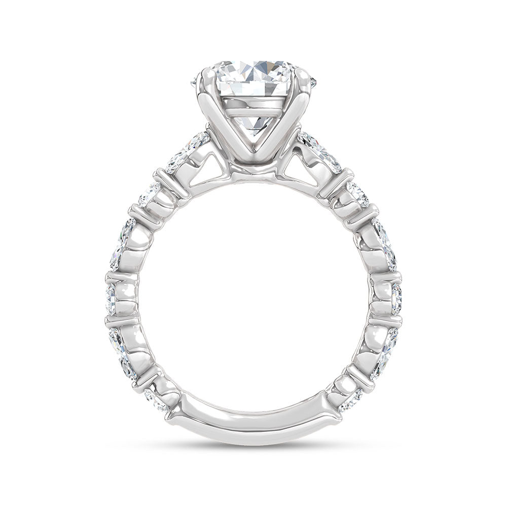 14K White Gold Lab Grown Diamond Marquise And Round Cut 5.94 ctw Engagement Ring