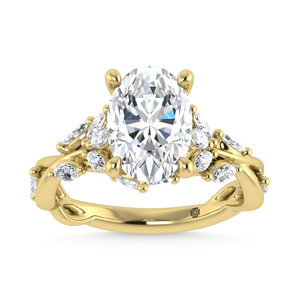14K Yellow Gold Lab Grown Diamond Engagement Ring 3.48 ctw Marquise and Oval