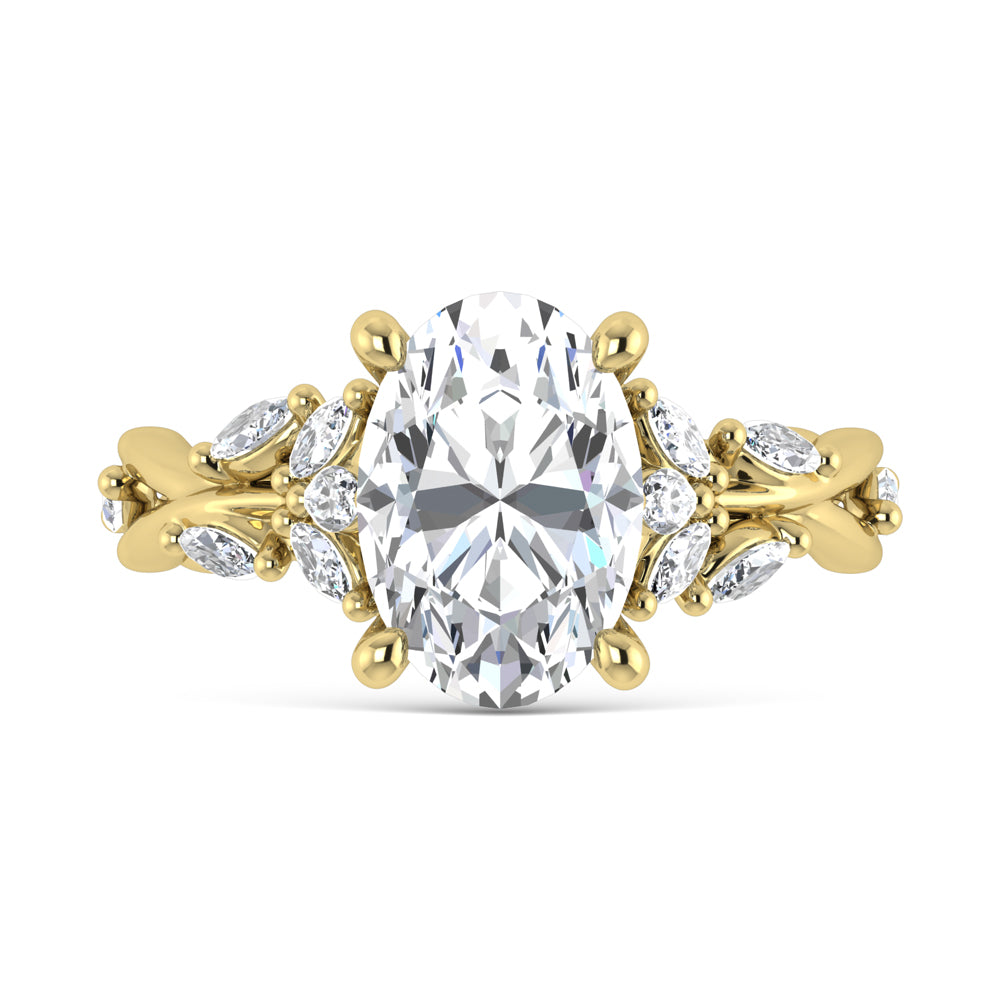 14K Yellow Gold Lab Grown Diamond Engagement Ring 3.48 ctw Marquise and Oval