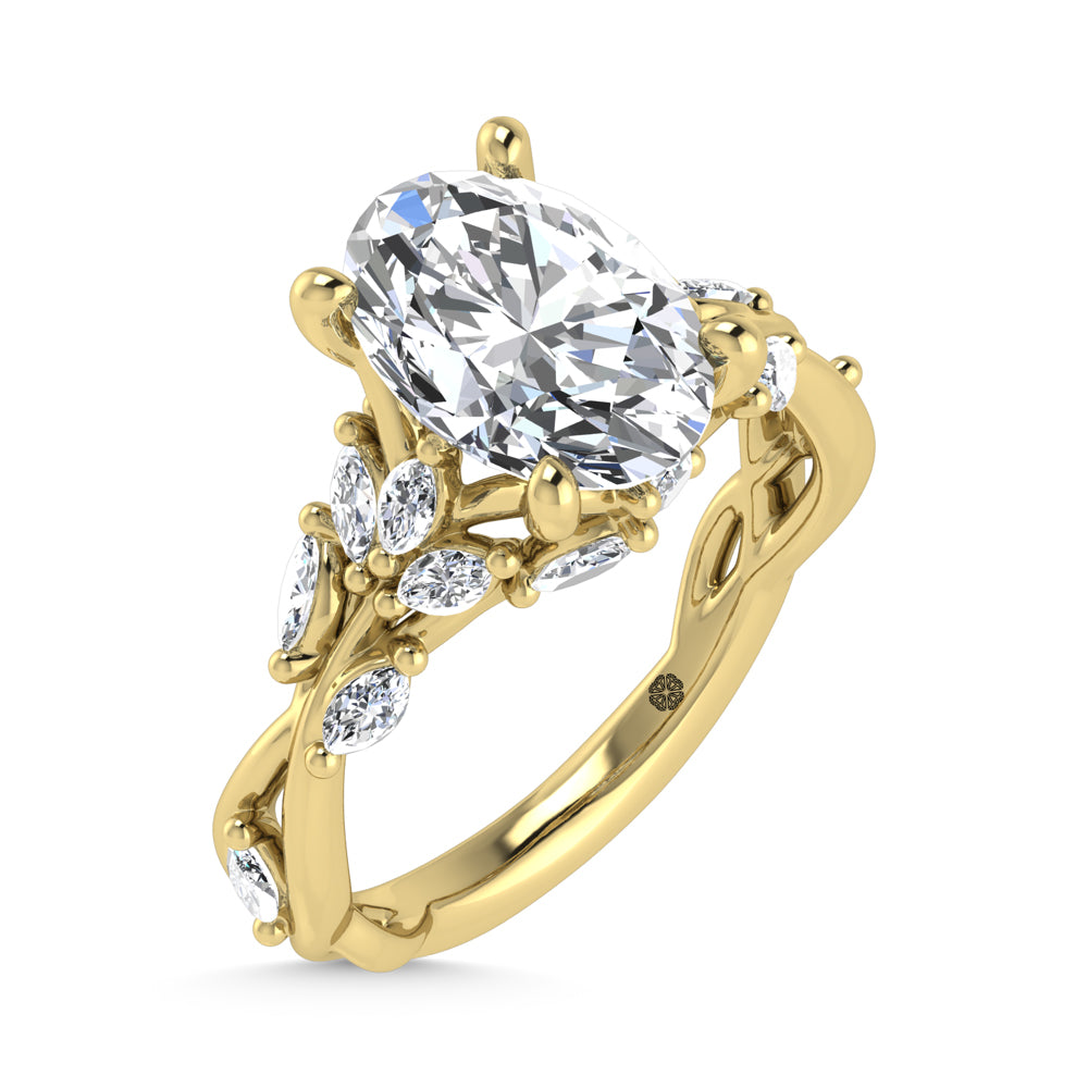14K Yellow Gold Lab Grown Diamond Engagement Ring 3.48 ctw Marquise and Oval