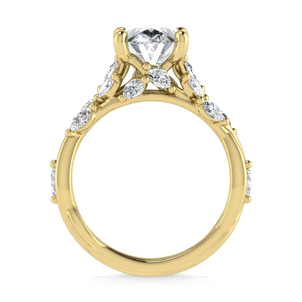 14K Yellow Gold Lab Grown Diamond Engagement Ring 3.48 ctw Marquise and Oval