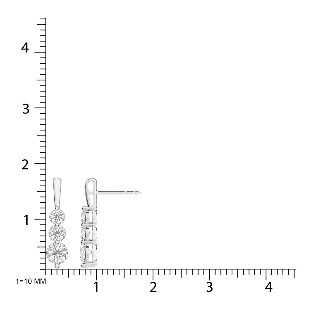 10K White Gold Lab Grown Diamond Earrings 0.78 Ctw Six Round Diamonds