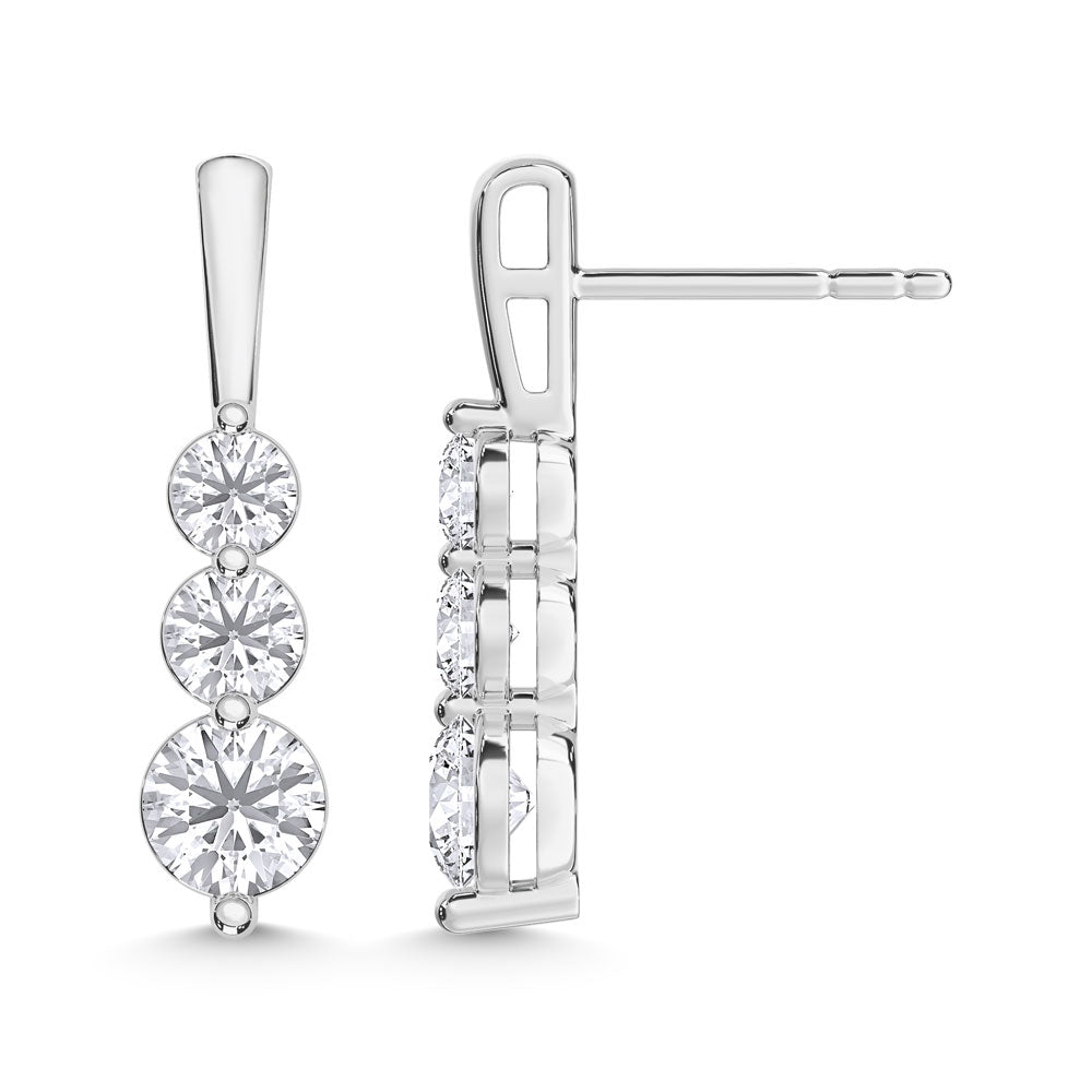 10K White Gold Lab Grown Diamond Earrings 0.78 Ctw Six Round Diamonds