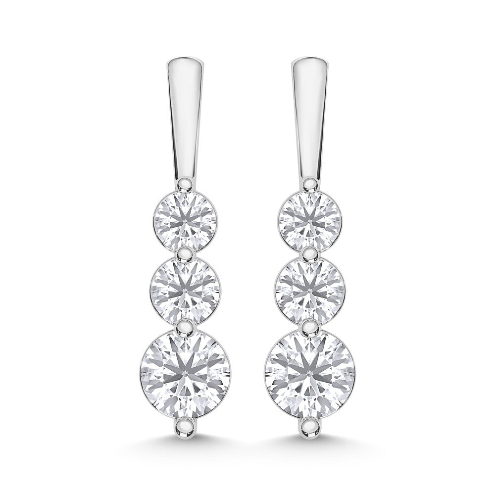 10K White Gold Lab Grown Diamond Earrings 0.78 Ctw Six Round Diamonds