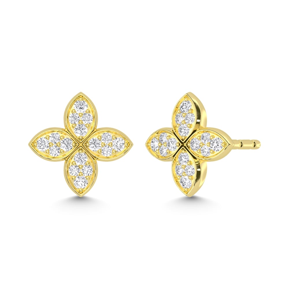 10K Yellow Gold Round Lab Grown Diamond Earrings 0.26 ctw D-F VS