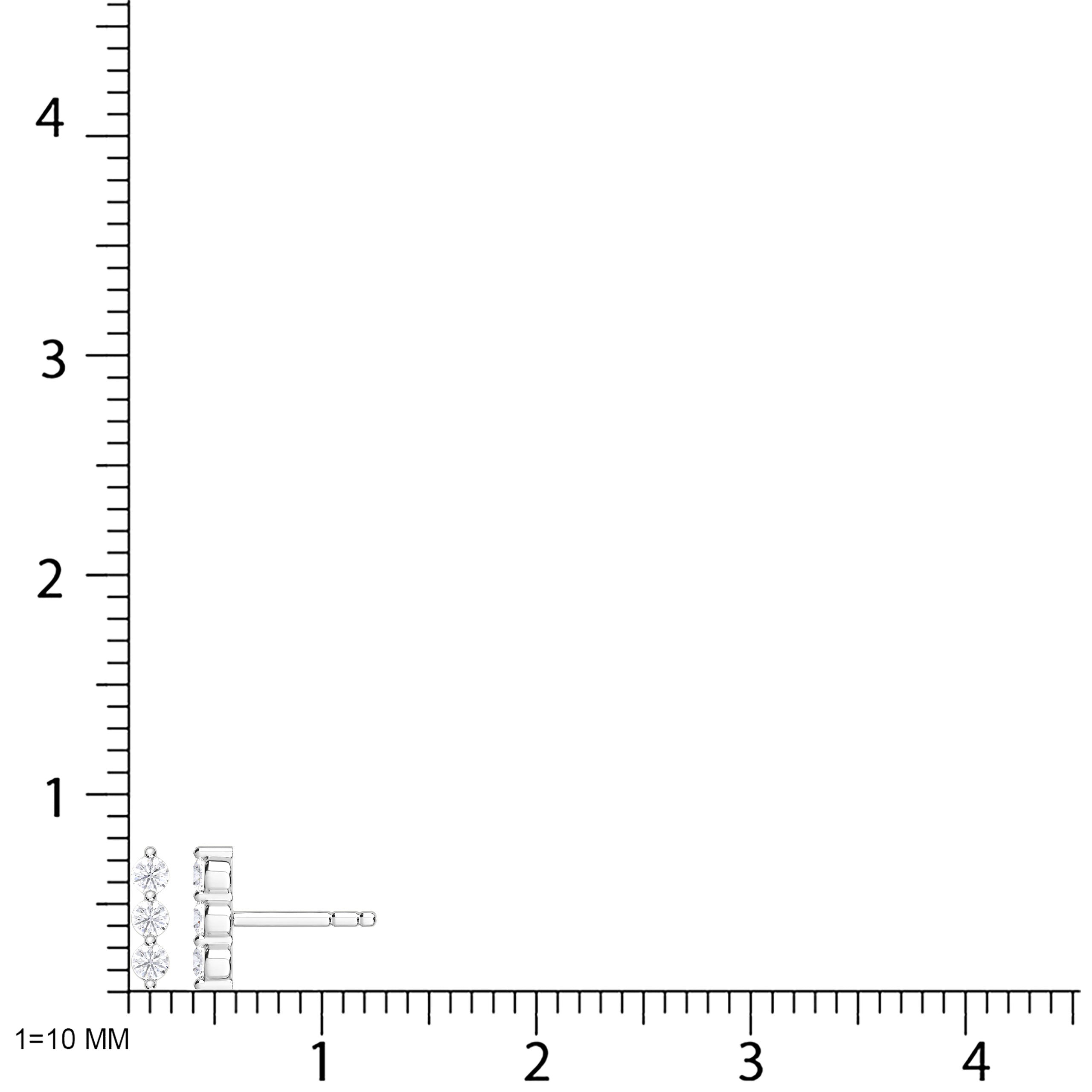 10K White Gold Lab Grown Diamond 1/6 Ctw Round Three Stone Earrings