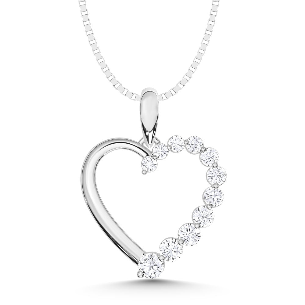 10K Rose Gold Lab Grown Diamond Round 0.31 Ctw Heart Pendant Necklace