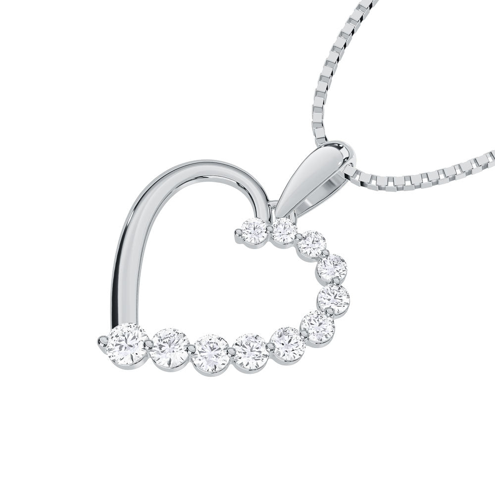 10K Rose Gold Lab Grown Diamond Round 0.31 Ctw Heart Pendant Necklace