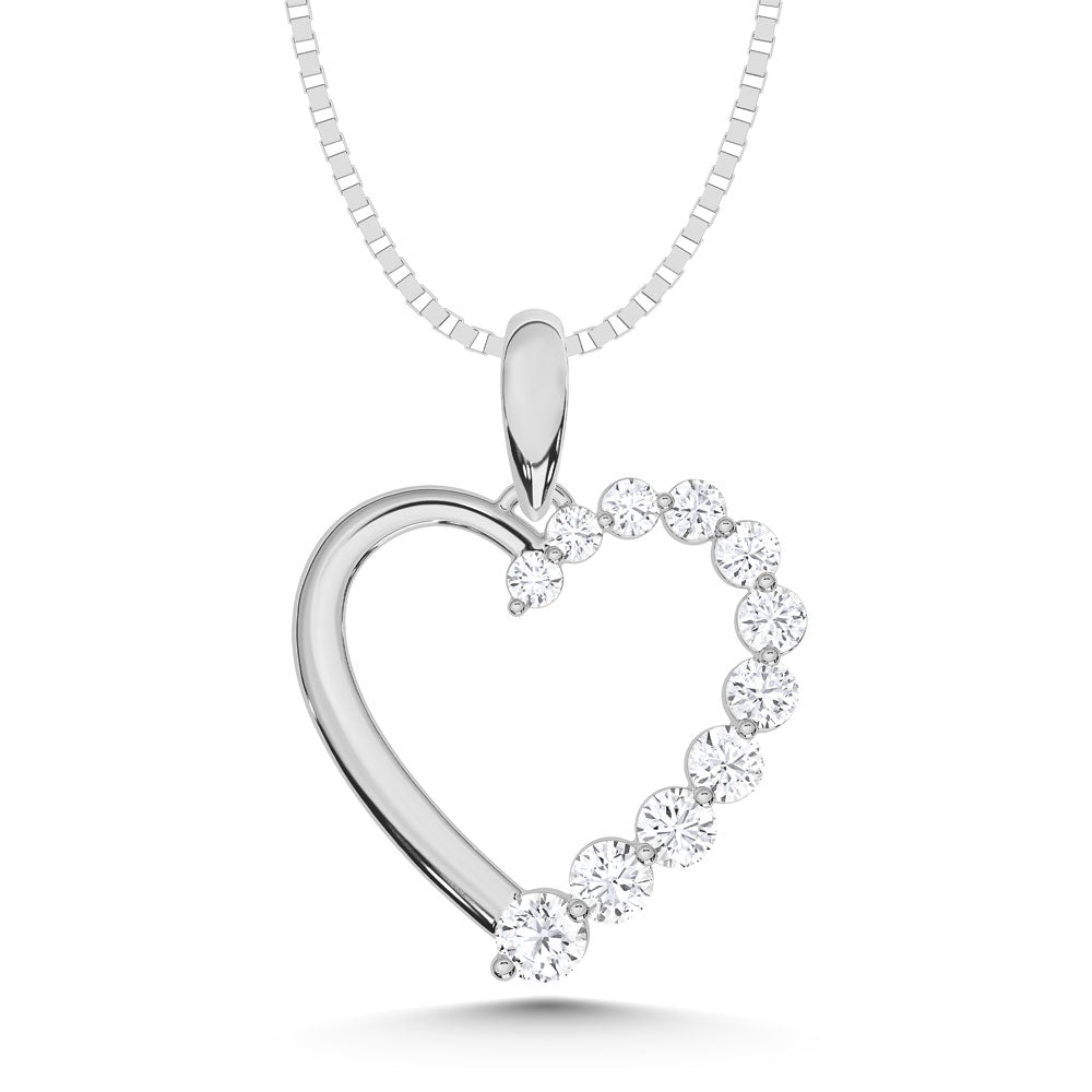 10K Rose Gold Lab Grown Diamond Round 0.31 Ctw Heart Pendant Necklace
