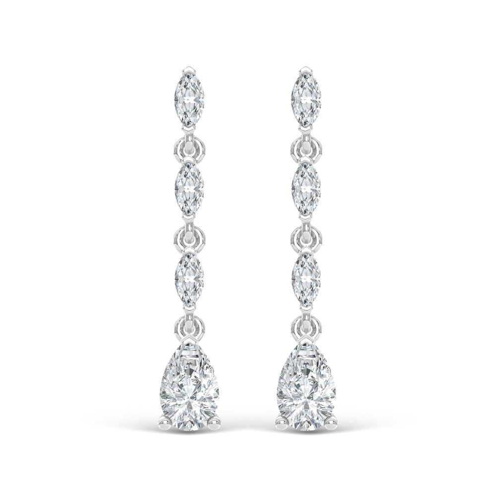 14K White Gold Lab Grown Diamonds Dangler Earrings 1 ctw Marquise and Pear