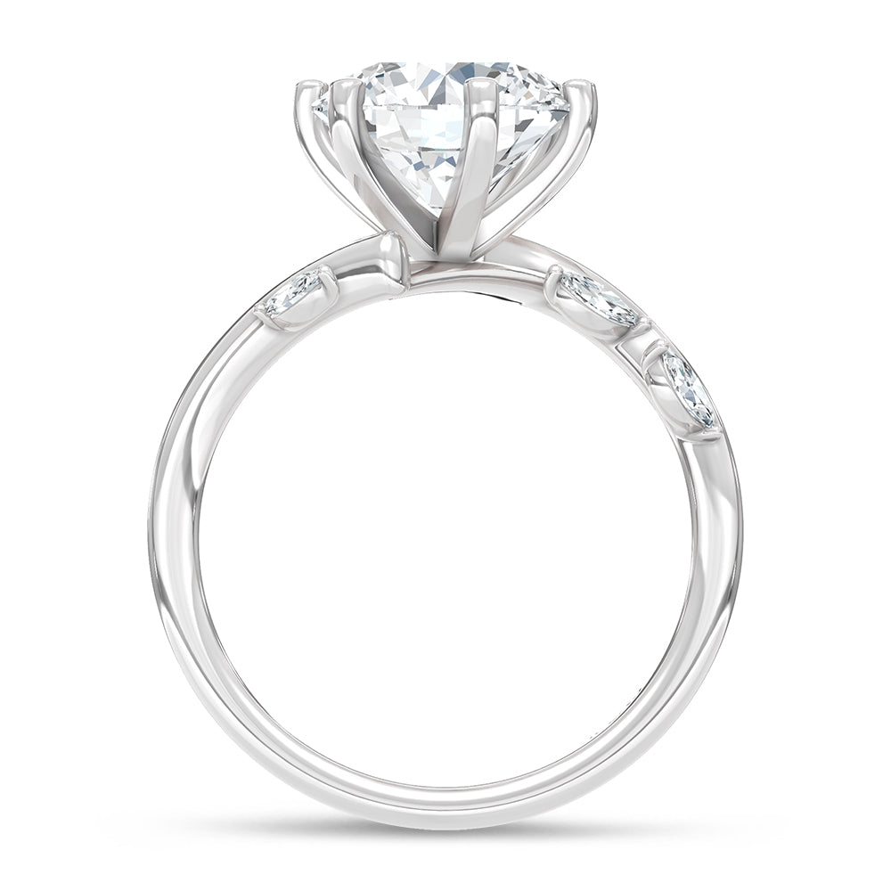 14K White Gold Lab Grown Diamond Engagement Ring 3.27 ctw Seven Marquise Stones Prong Set