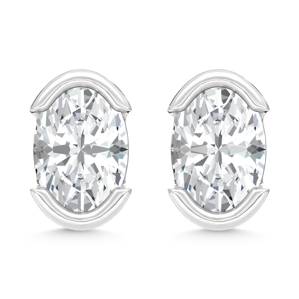 14K White Gold Lab Grown Diamond Oval Stud Earrings 0.50 Ctw