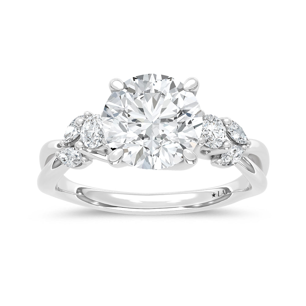 14K White Gold Lab Grown Diamond Ring 2.33 ctw Round Center 2.00 ct VS Clarity Engagement Ring