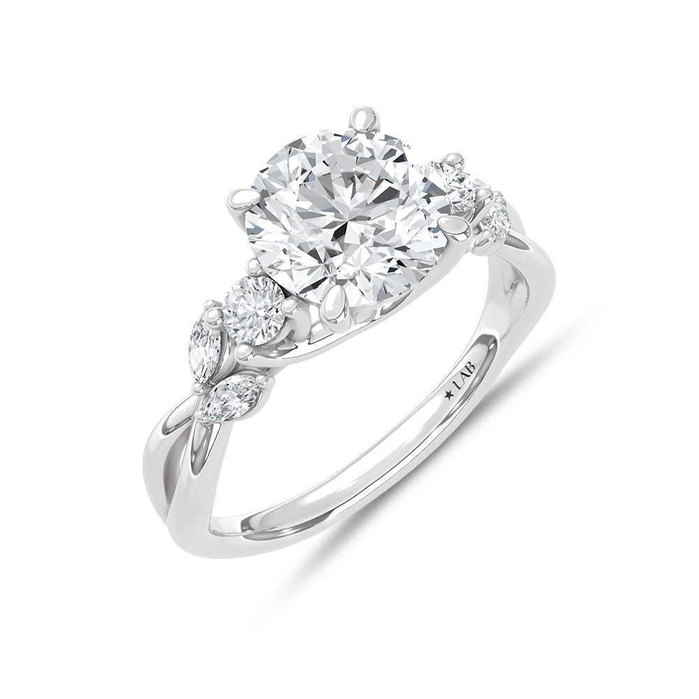 14K White Gold Lab Grown Diamond Ring 2.33 ctw Round Center 2.00 ct VS Clarity Engagement Ring