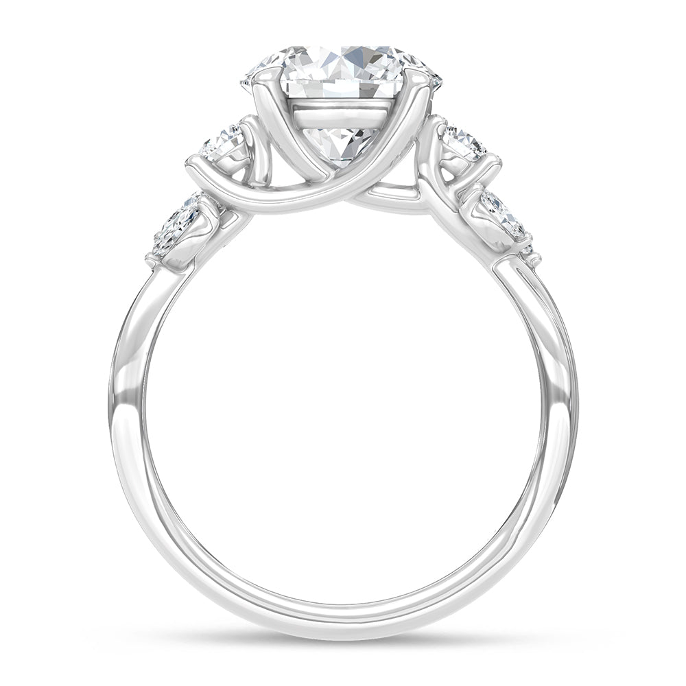 14K White Gold Lab Grown Diamond Ring 2.33 ctw Round Center 2.00 ct VS Clarity Engagement Ring