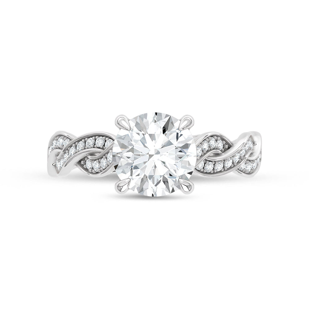 14K White Gold Lab Grown Round Diamond 2 Ctw Engagement Ring