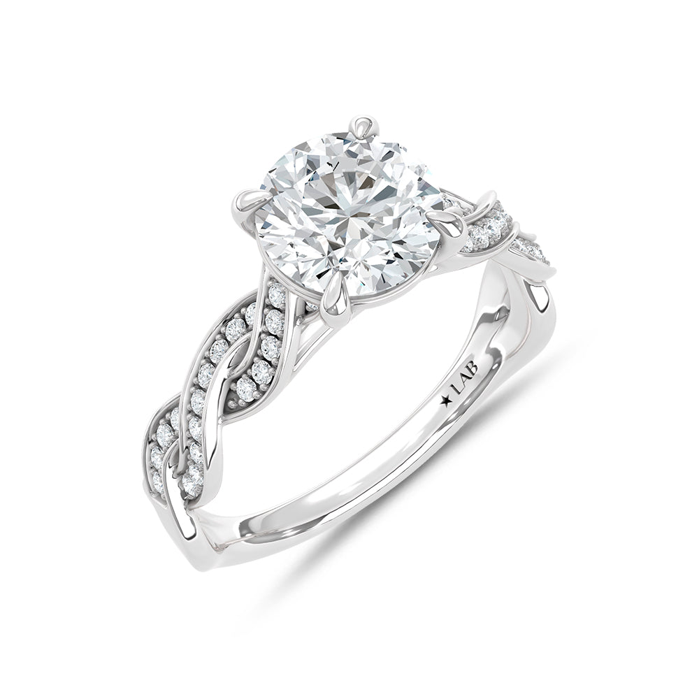 14K White Gold Lab Grown Round Diamond 2 Ctw Engagement Ring