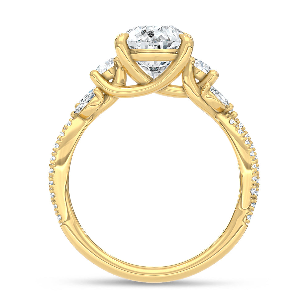 14K Yellow Gold Lab Grown Pear Shape Diamond Ring 2.50 ctw Engagement Ring