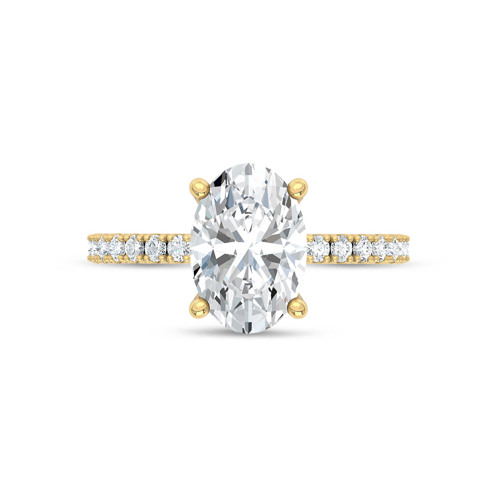 14K Yellow Gold Lab Grown Hidden Halo Oval Diamond Engagement Ring 2.33 Ctw