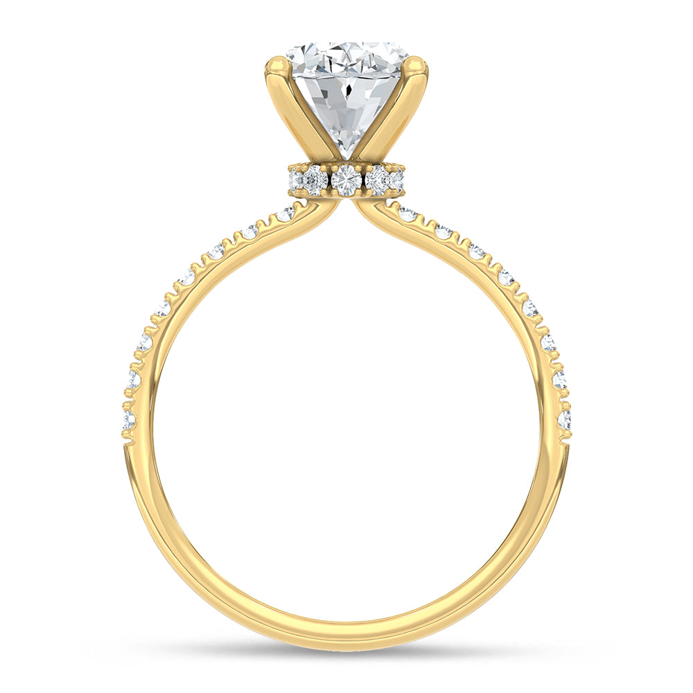 14K Yellow Gold Lab Grown Hidden Halo Oval Diamond Engagement Ring 2.33 Ctw