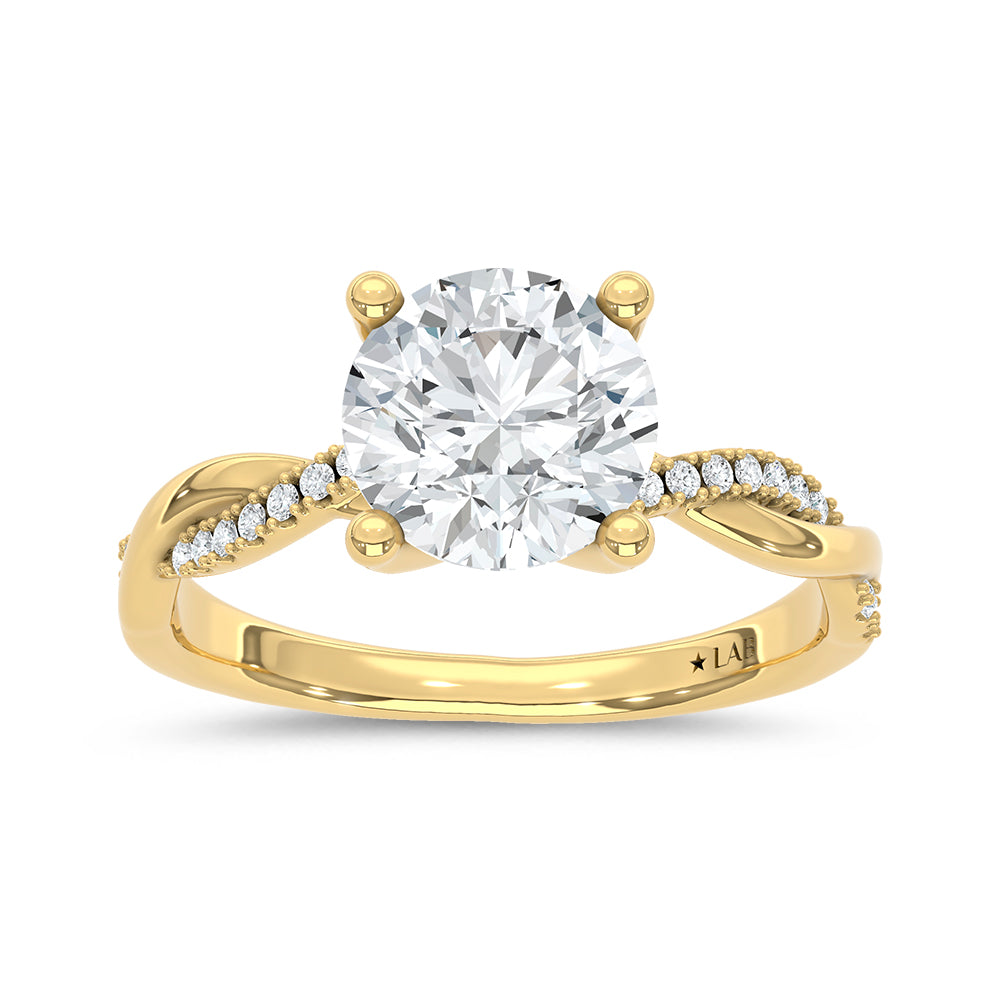 14K Yellow Gold Lab Grown Round Diamond 2.09 ctw Twisted Shank Engagement Ring