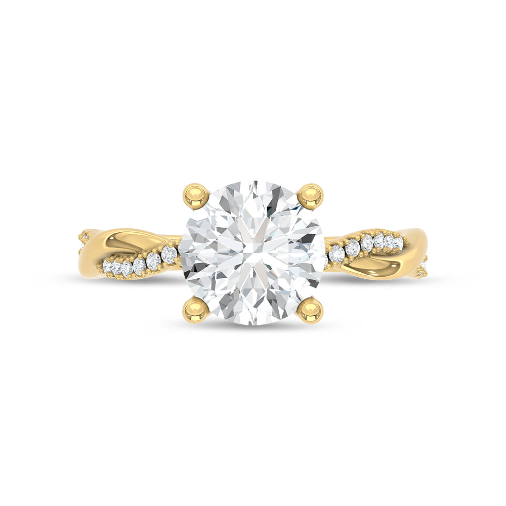 14K Yellow Gold Lab Grown Round Diamond 2.09 ctw Twisted Shank Engagement Ring