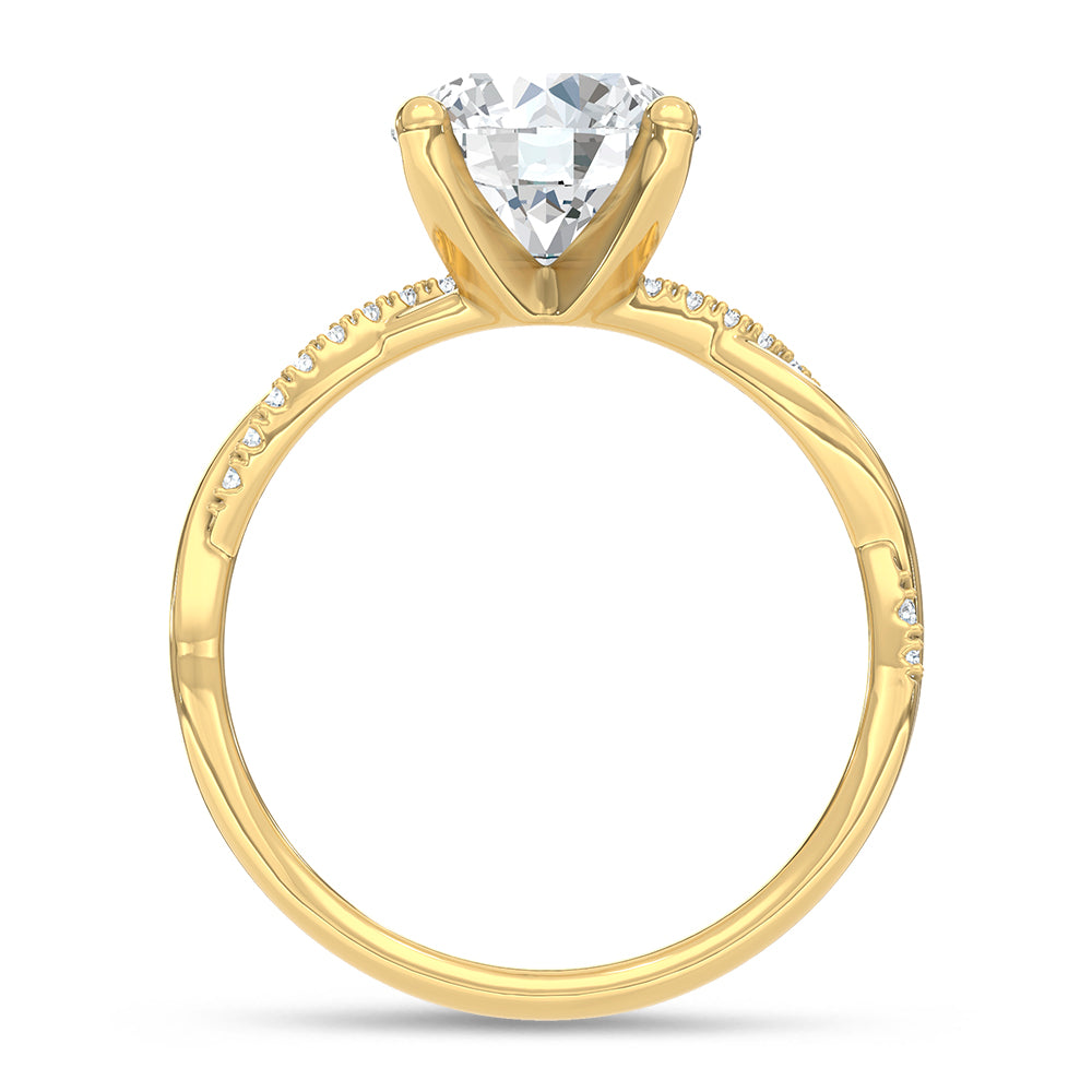 14K Yellow Gold Lab Grown Round Diamond 2.09 ctw Twisted Shank Engagement Ring