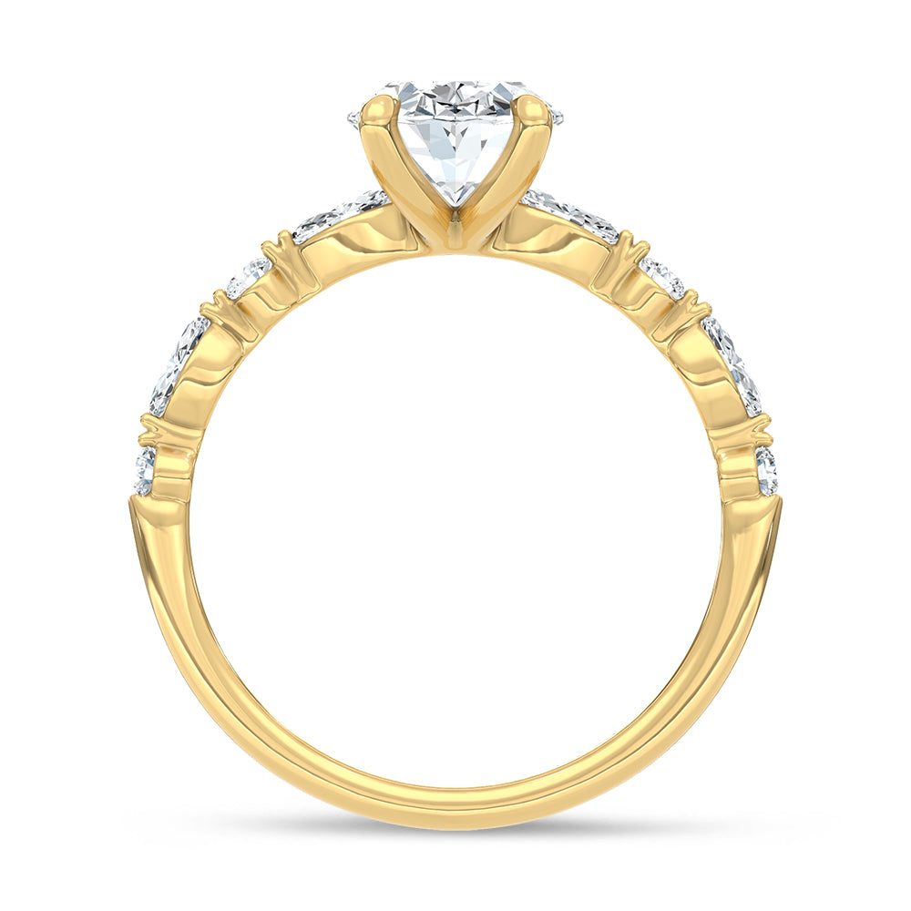 14K Yellow Gold Lab Grown Oval Diamond Center 2.33 ctw Engagement Ring