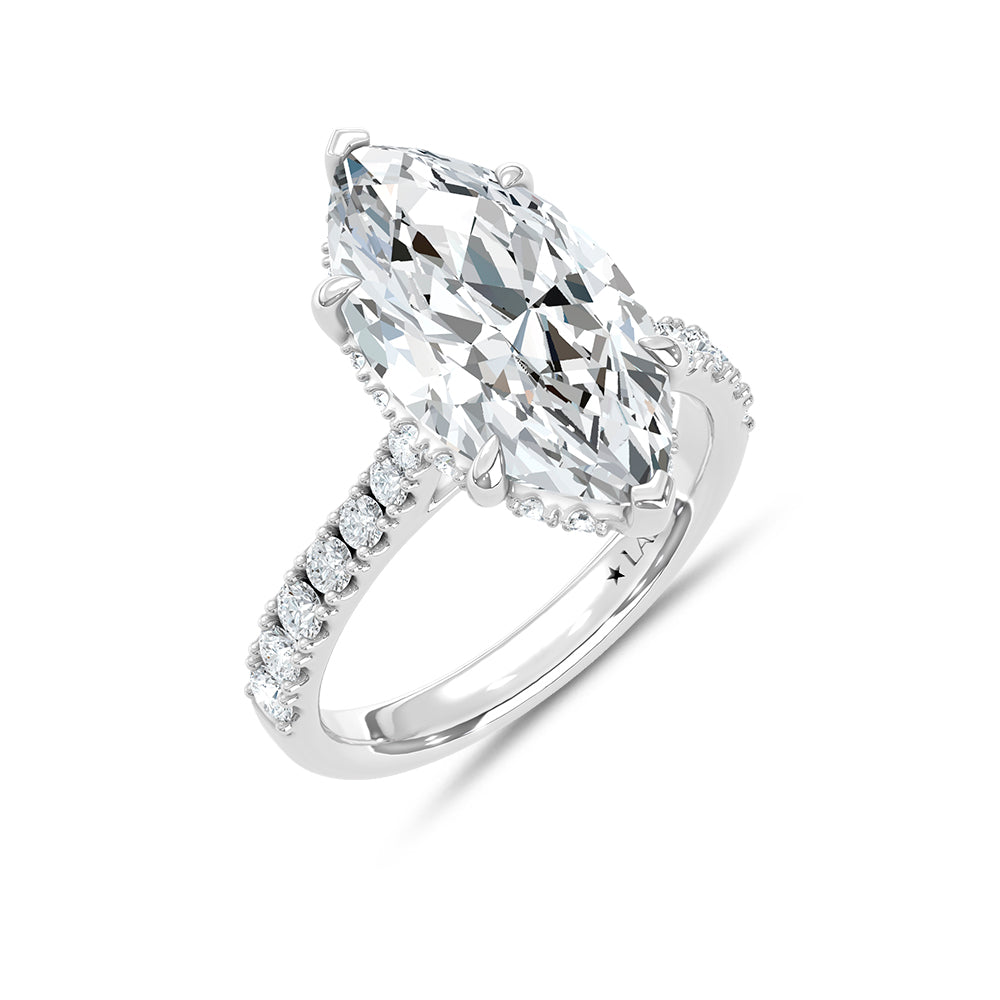 14K White Gold Lab Grown Diamond Marquise Center 5.63 ctw Engagement Ring with Hidden Halo