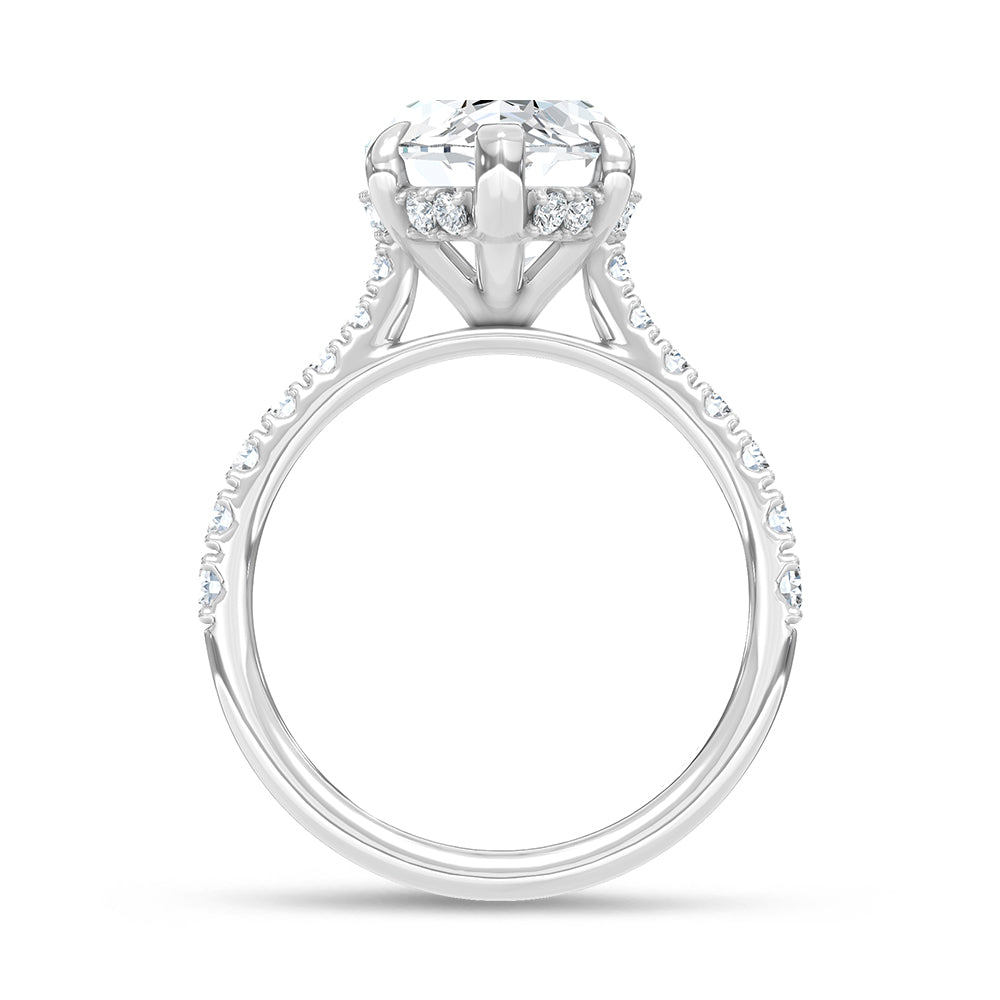 14K White Gold Lab Grown Diamond Marquise Center 5.63 ctw Engagement Ring with Hidden Halo