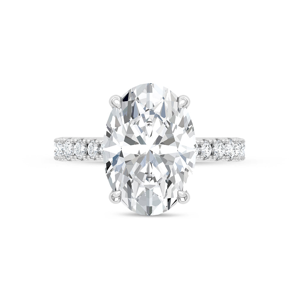 14K White Gold Lab Grown Diamond Oval Hidden Halo Engagement Ring 5 5/8 Ct Tw