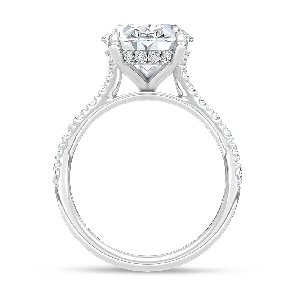 14K White Gold Lab Grown Diamond Oval Engagement Ring With Hidden Halo