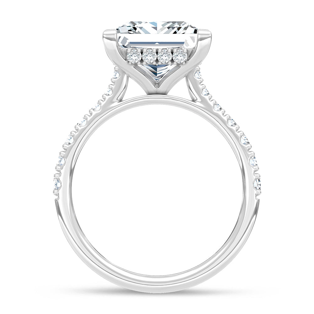 14K White Gold Lab Grown Princess Cut Diamond Engagement Ring 5 Ctw Hidden Halo