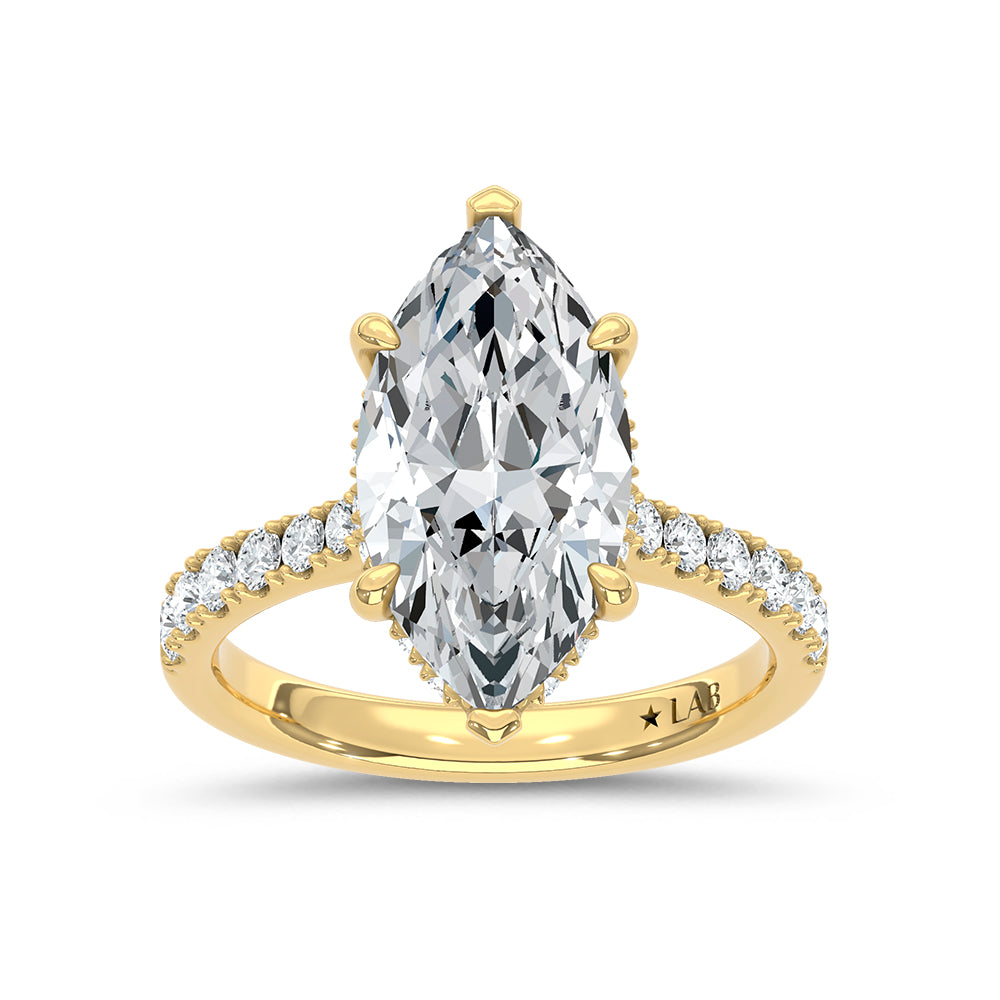 14K Yellow Gold Lab Grown Marquise Diamond Engagement Ring 4.5 ctw