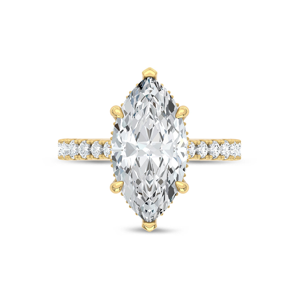 14K Yellow Gold Lab Grown Marquise Diamond Engagement Ring 4.5 ctw