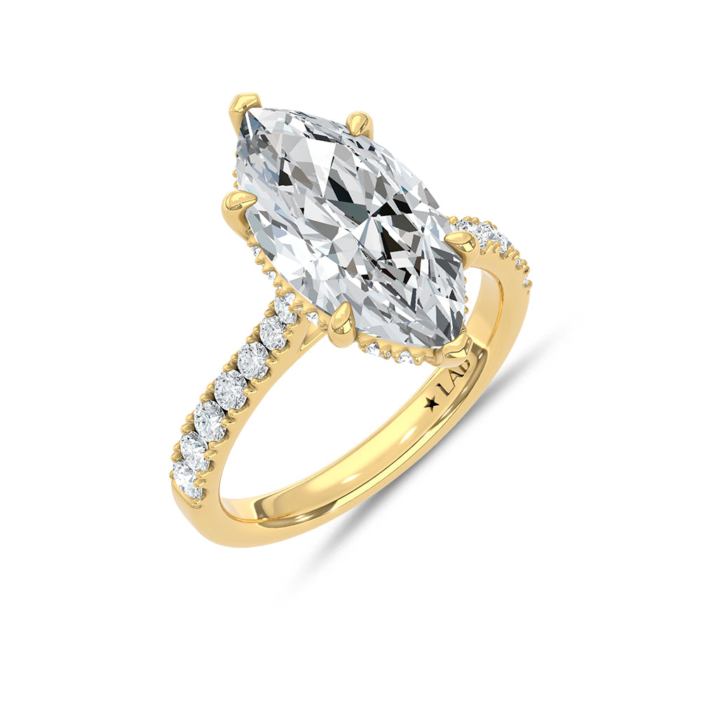 14K Yellow Gold Lab Grown Marquise Diamond Engagement Ring 4.5 ctw