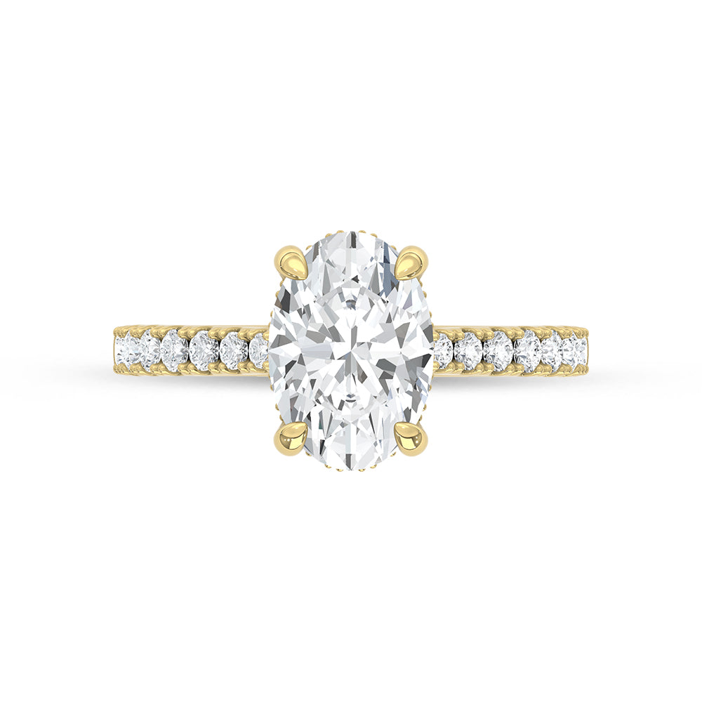 14K Yellow Gold Lab Grown Oval Diamond Engagement Ring 2 1/3 Ctw Hidden Halo