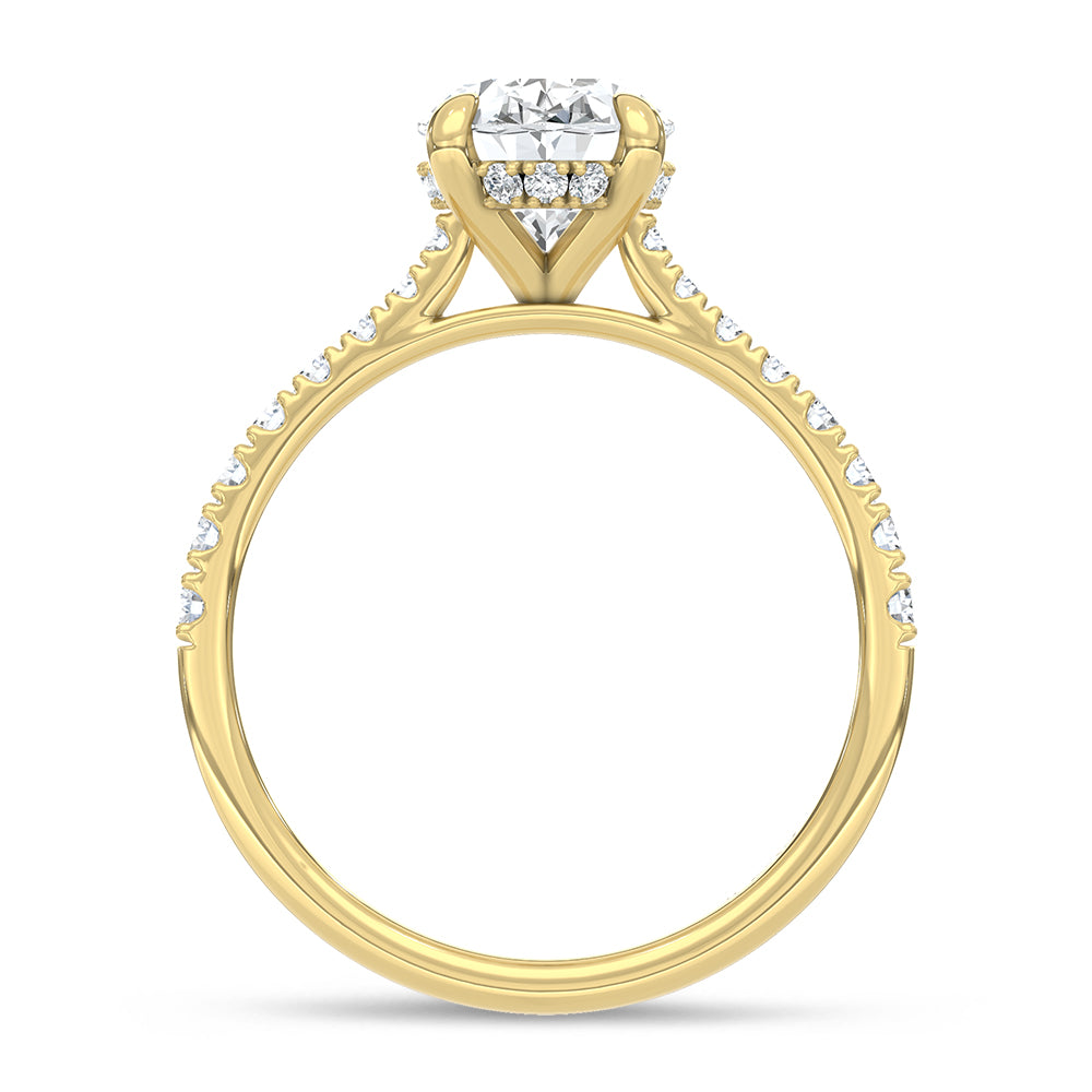 14K Yellow Gold Lab Grown Oval Diamond Engagement Ring 2 1/3 Ctw Hidden Halo