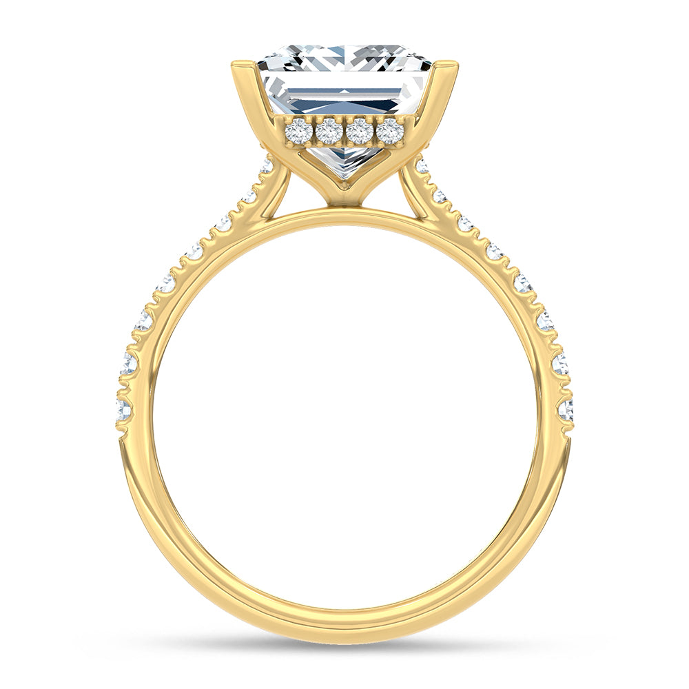 14K Yellow Gold Lab Grown Princess Diamond Engagement Ring 3.38 Carats Total Weight