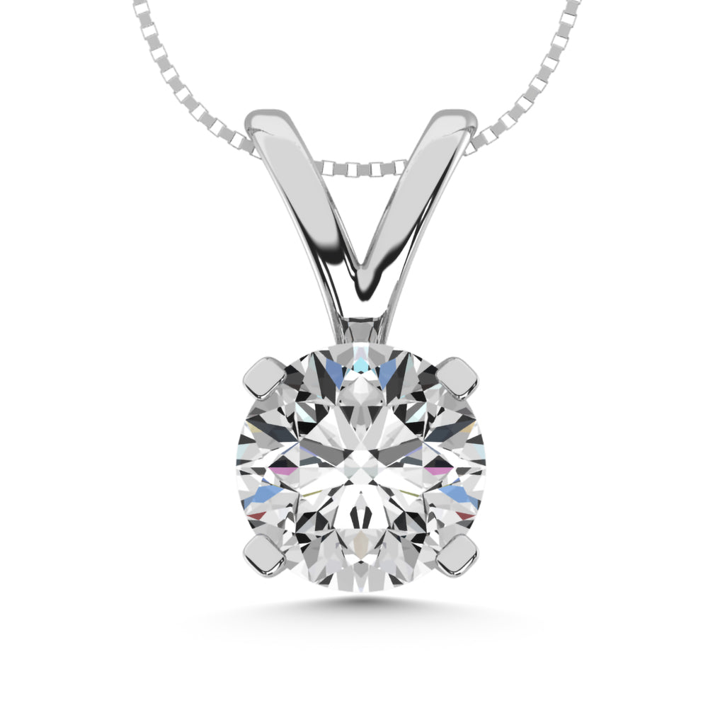 14K White Gold Lab Grown Diamond Solitaire Pendant 1/6 Ctw VS F Plus Certification
