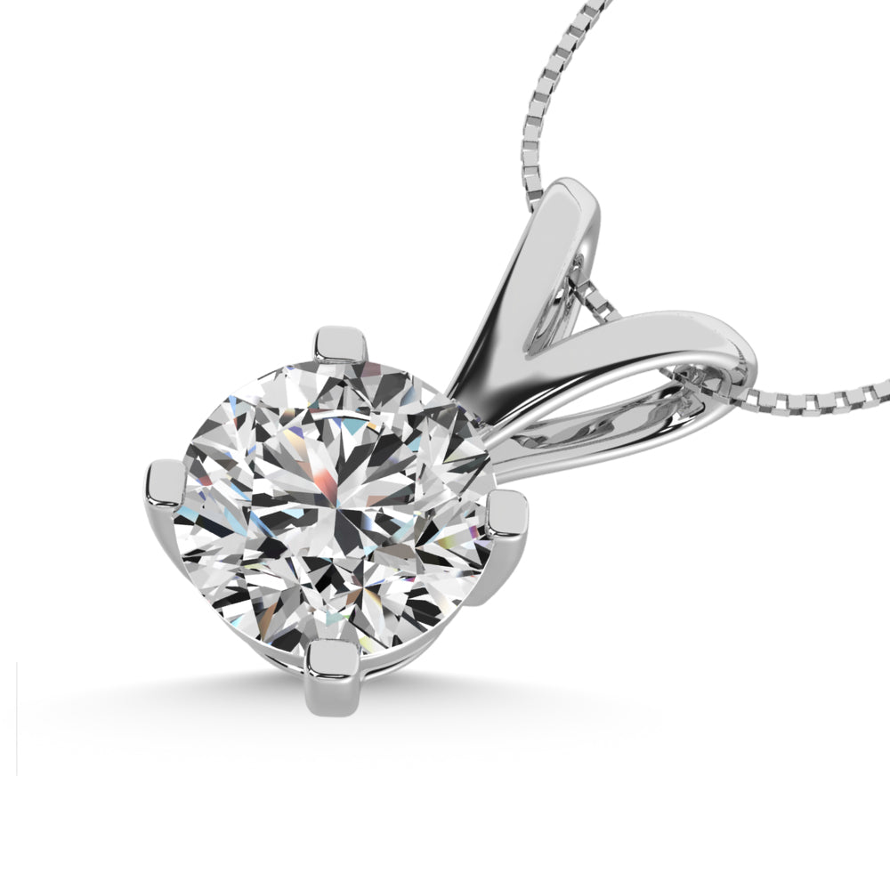 14K White Gold Lab Grown Diamond Solitaire Pendant 1/6 Ctw VS F Plus Certification